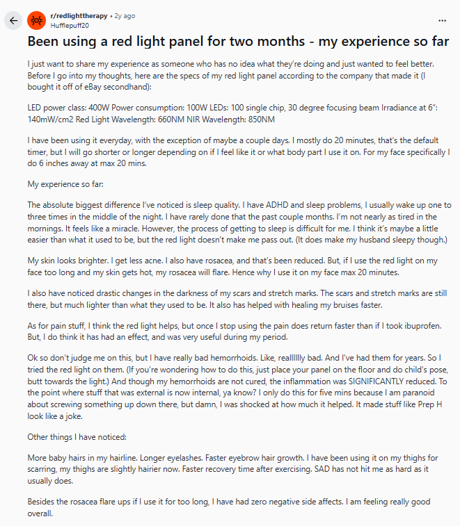 Two month red light therapy experience