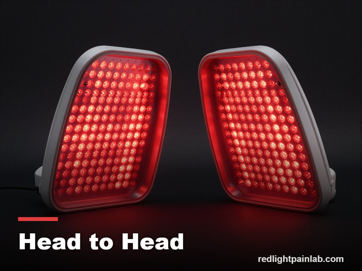 Two red light therapy panels compared side by side