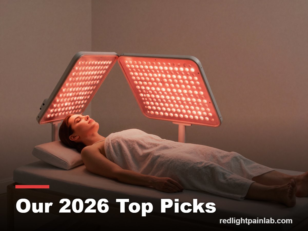 Person using a premium red light therapy panel at home