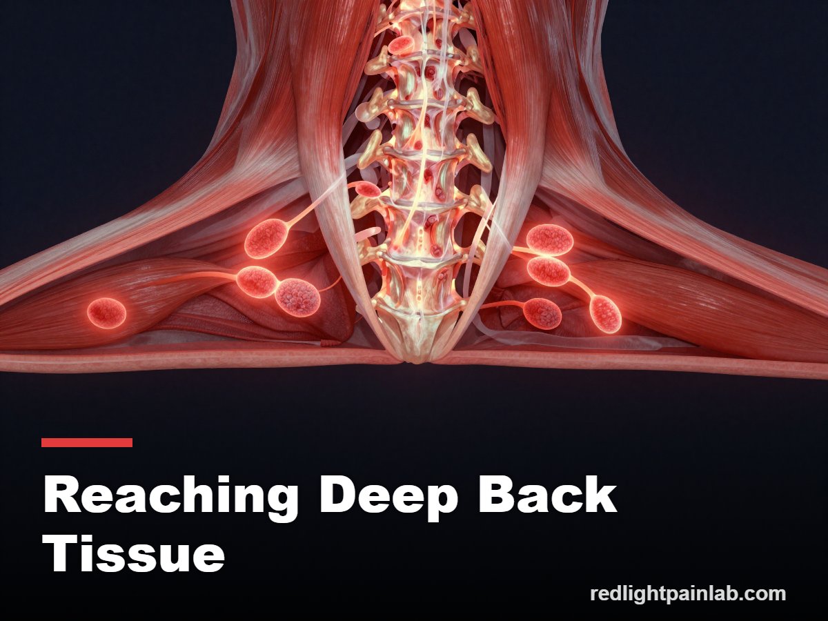 How red light reaches deep back muscles and the spine