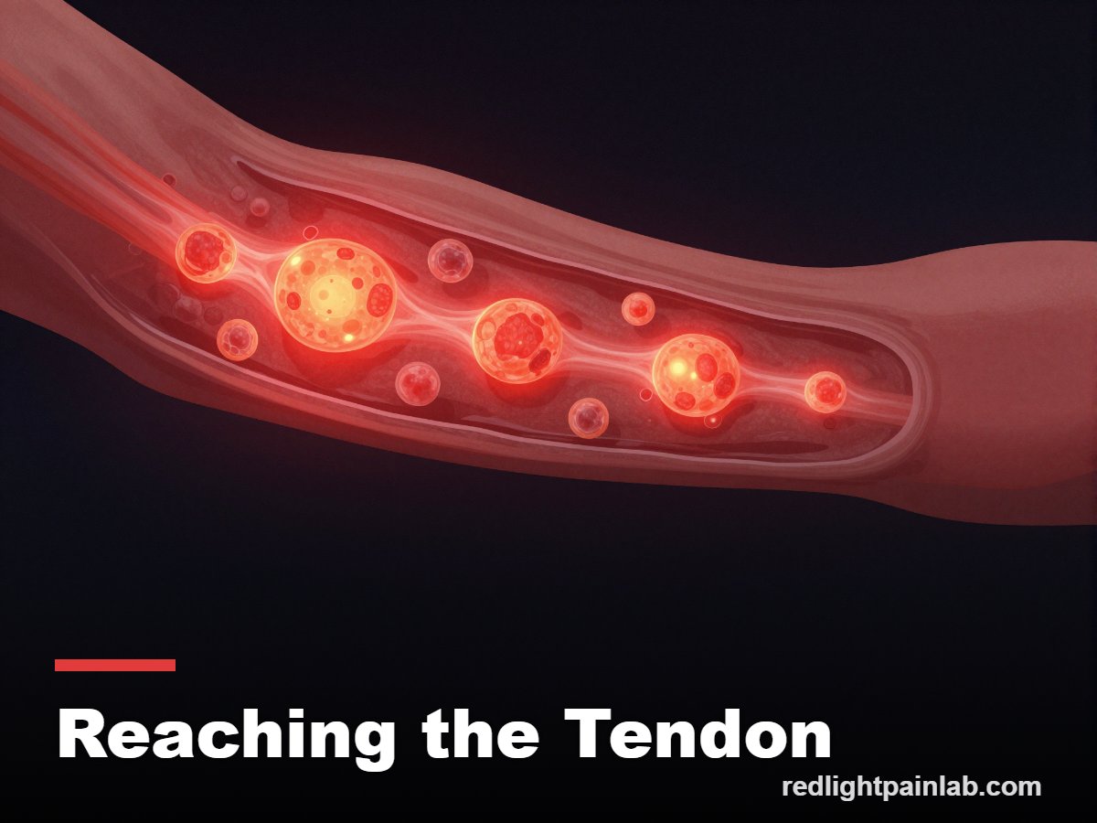 How red light reaches an inflamed elbow tendon