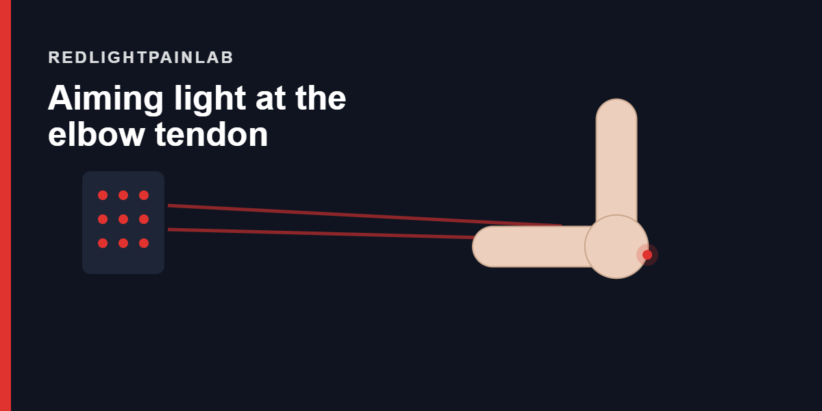 Red Light Therapy for Elbow Pain Red light therapy aimed at the elbow tendon for tennis and golfer elbow pain