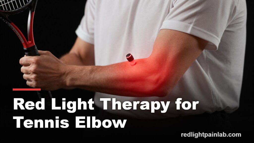 Red light therapy for tennis elbow, red light over the outer elbow
