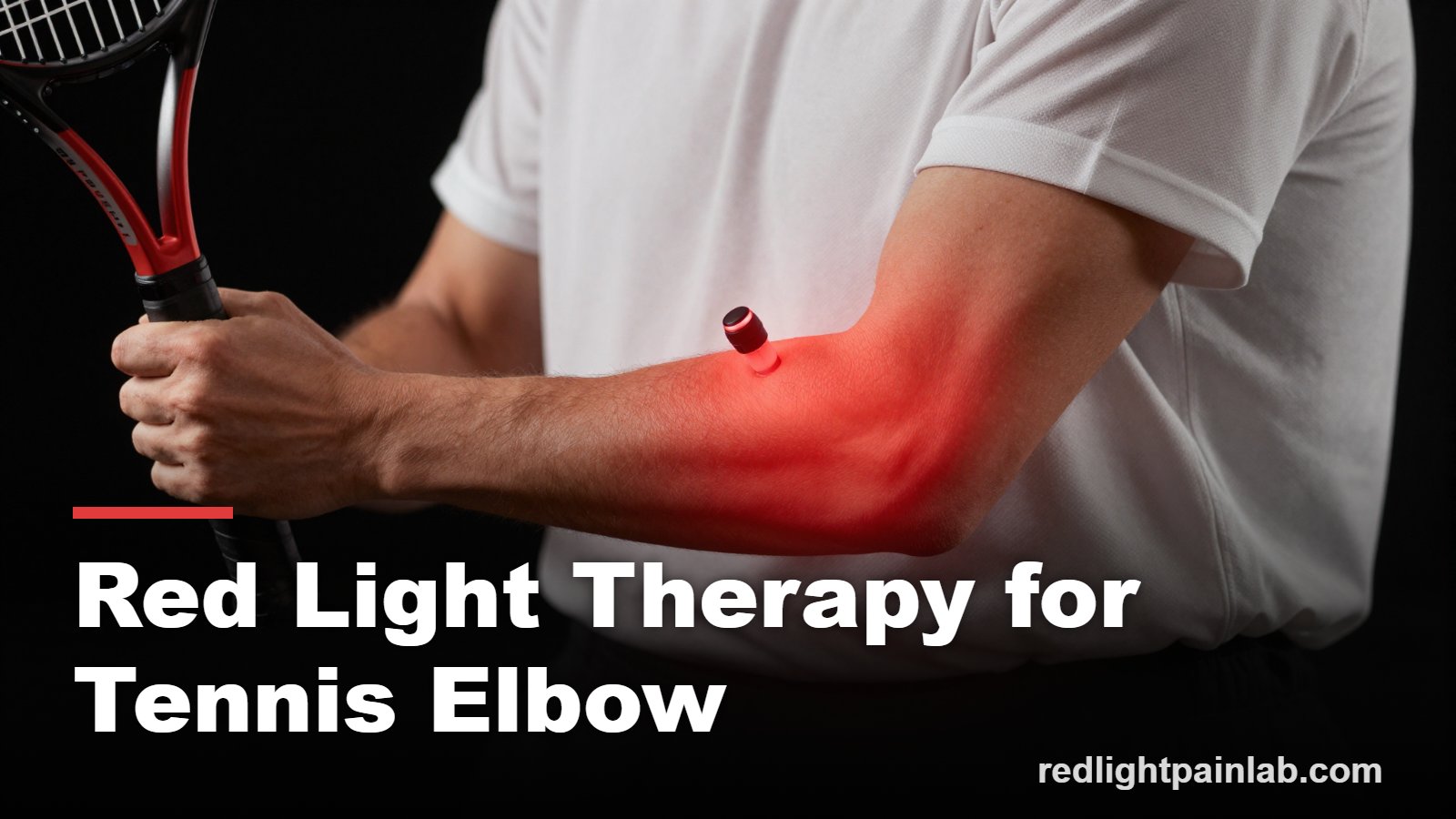 Red light therapy for tennis elbow, red light over the outer elbow