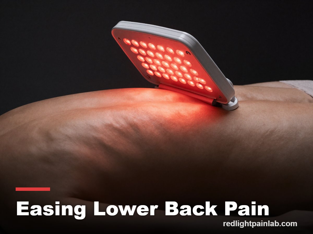 Red light therapy panel treating lower back pain