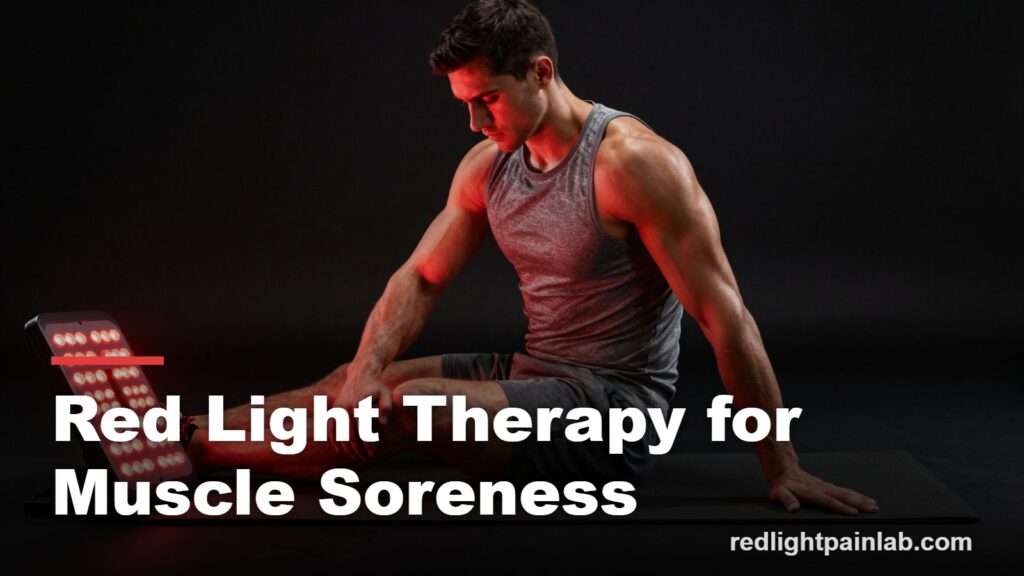 Red light therapy for muscle soreness, athlete with red light recovery