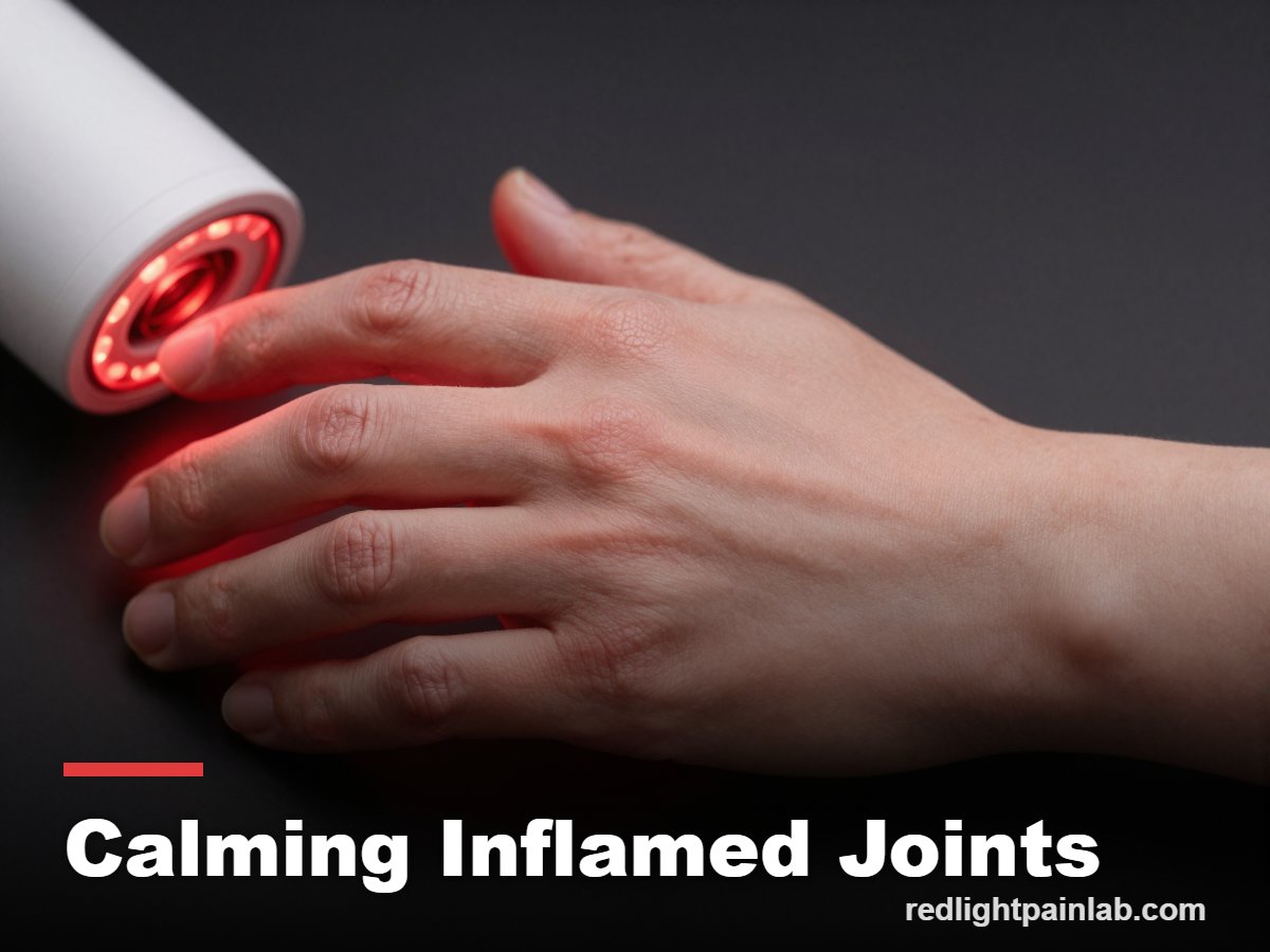 Red light therapy on swollen rheumatoid arthritis joints
