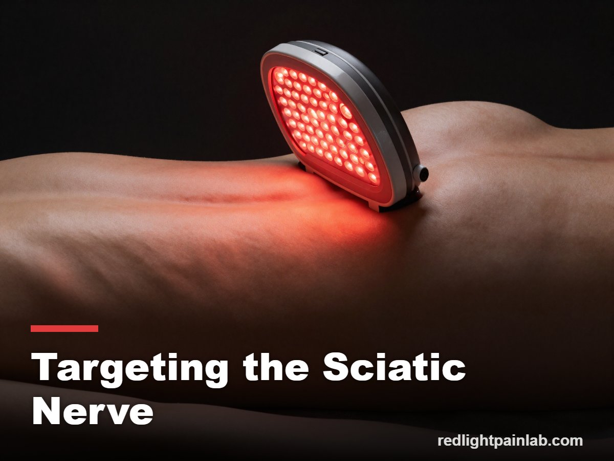Red light therapy on the lower back and glute along the sciatic nerve