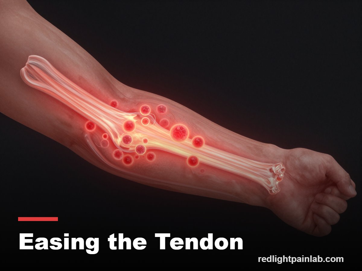 How red light reaches the outer elbow tendon